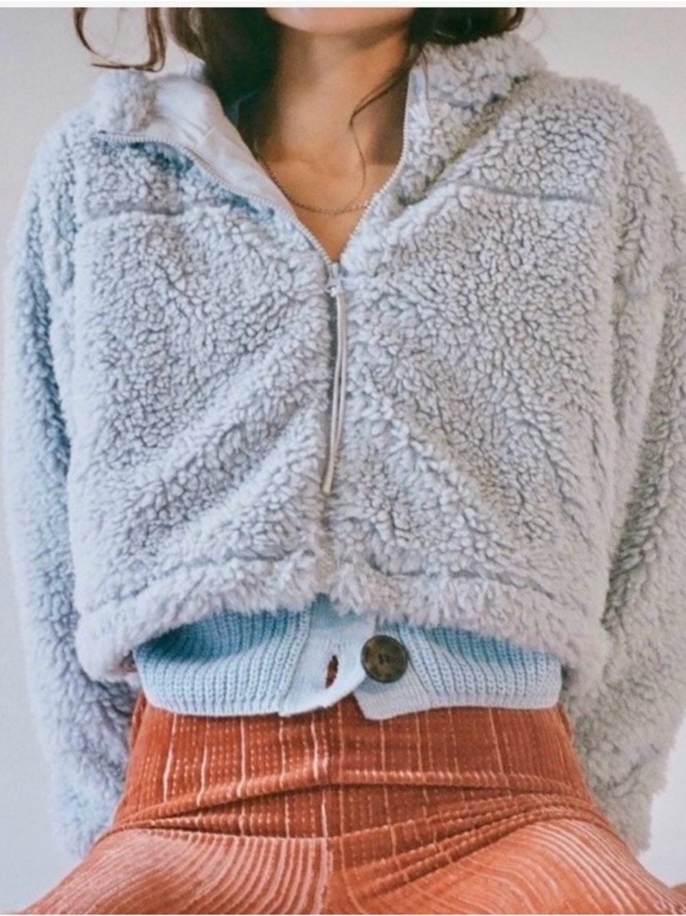 BDG Fluffy Blue Hooded Jacket Size XS